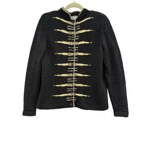 Vintage South Cotton Black Tan Cardigan Sweater Button Down Sz S